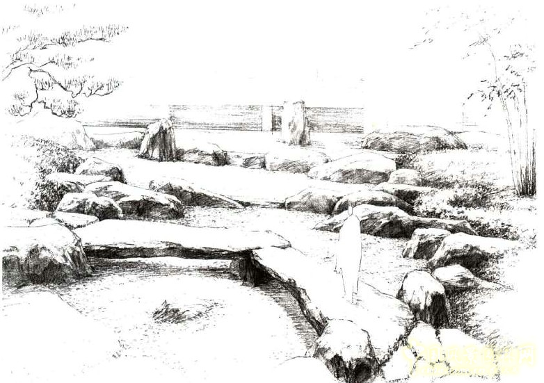 枡野俊明 中庭 瀑松庭