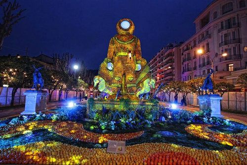 法國芒通檸檬節上的雕塑作品