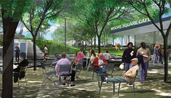 咖啡廳、公共衛生間和格羅夫露臺