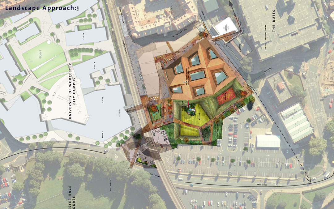 英國伍斯特大學蜂巢圖書館雨水花園景觀設計