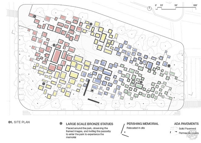 公園中一面美國家庭畫像墻