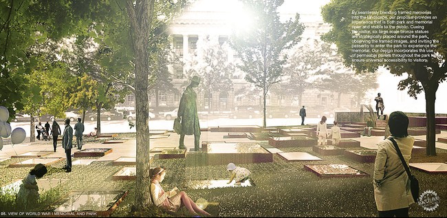 公園中一面美國家庭畫像墻