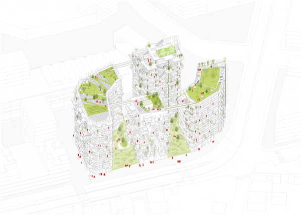 藤本壯介作品:植物密布縱橫相連的“木塔”