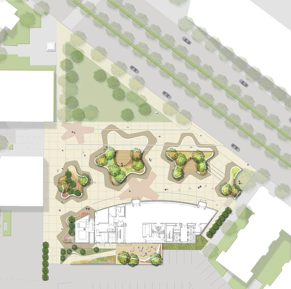 麻省藝術與設計學院宿舍樓前小廣場設計