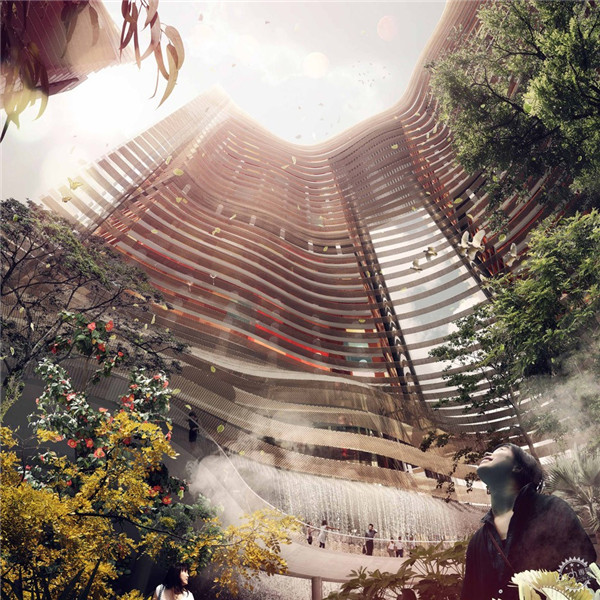 新加坡高層的“空中森林”和瀑布