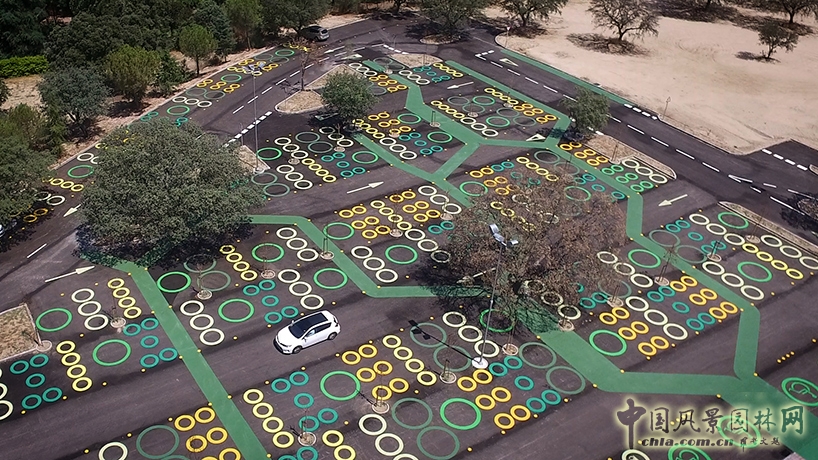 馬德里樹形結(jié)構(gòu)校園停車場景觀