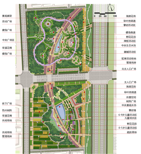 園冶杯專業(yè)獎(jiǎng):固安迎賓大道街角北、南公園