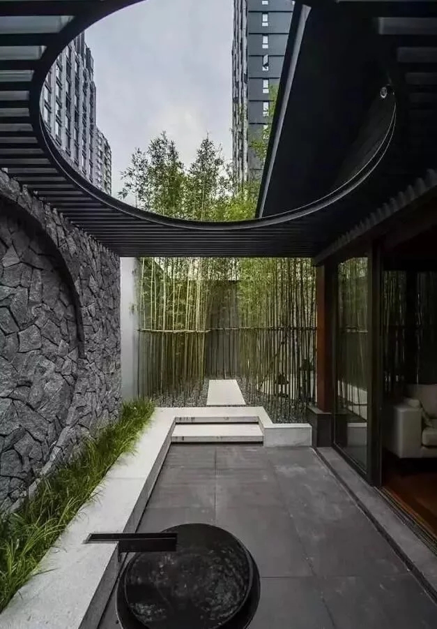 中式庭院，廊道設計，精致景觀