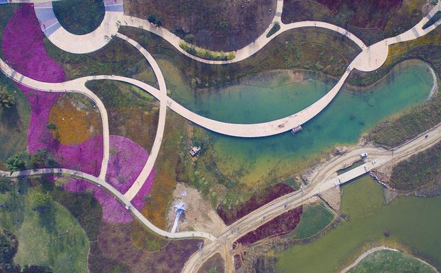 航拍貴州畢節金海湖濕地公園