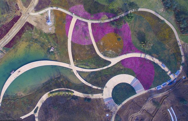 航拍貴州畢節金海湖濕地公園