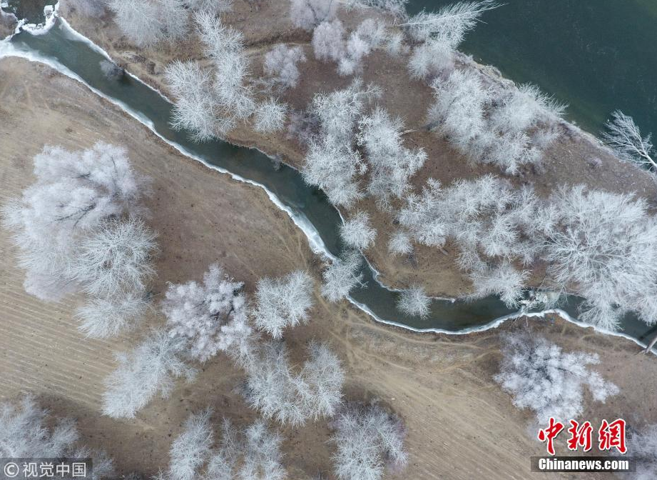 新疆額爾齊斯河現霧凇景觀宛如仙境