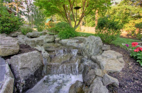 設計巧妙瀑布景觀江南美景花園