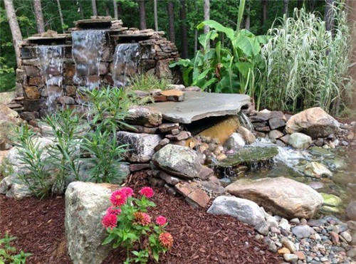 設計巧妙瀑布景觀江南美景花園