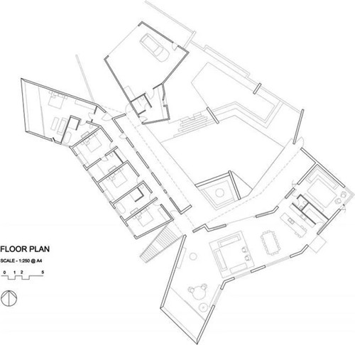 圍繞庭院分布設計的鄉村海景別墅