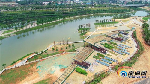 航拍海口美舍河鳳翔濕地公園生態科普館