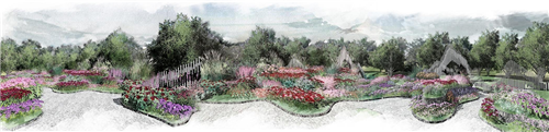 河北省第二屆園博會花境創意作品——中國夢?水墨染花溪