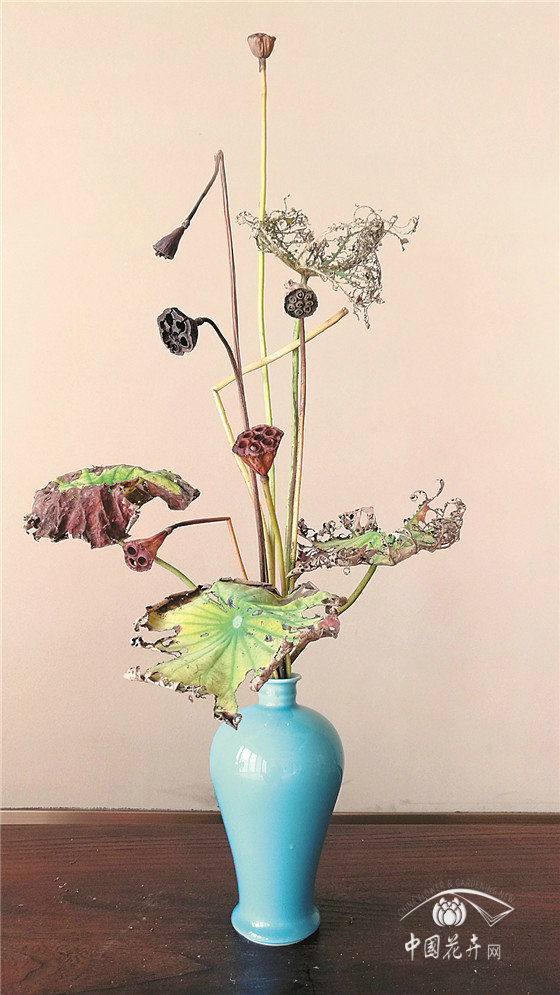 殘荷插花作品欣賞