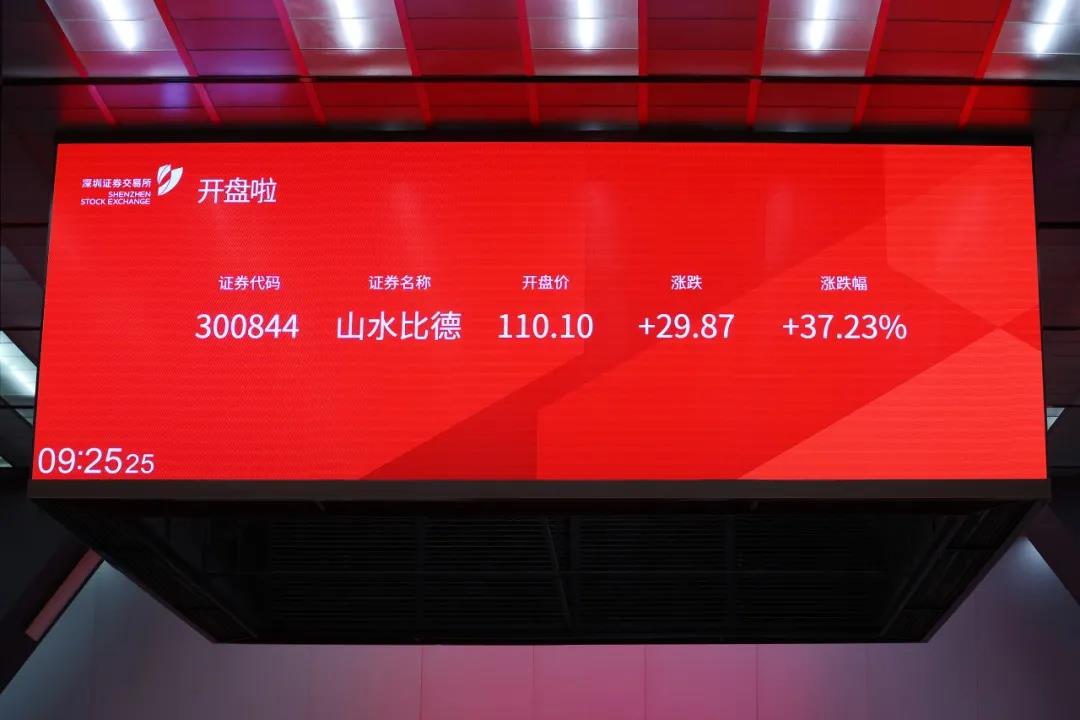 山水比德正式在深交所創(chuàng)業(yè)板敲鐘上市