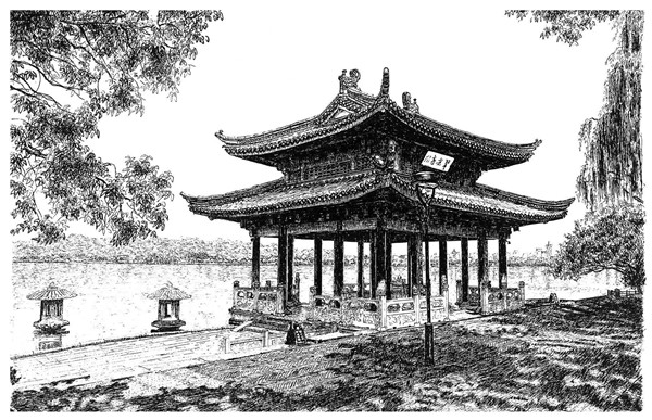 西湖美 迎亞運 張建庭鋼筆畫展主媒體中心啟幕