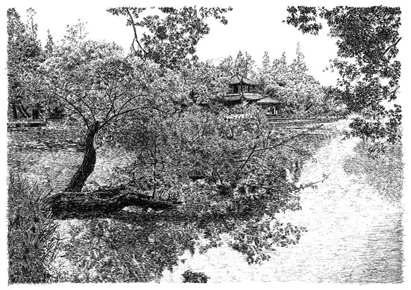 西湖美 迎亞運 張建庭鋼筆畫展主媒體中心啟幕