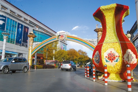 西藏：迎接黨的十八大2萬多盆鮮花裝扮拉薩