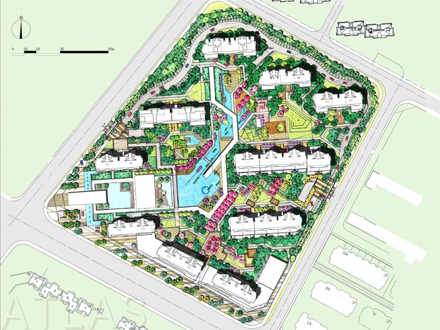 南昌筑城時尚中式住宅小區景觀綠化設計