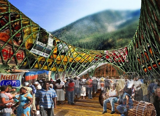 海地的綠色竹制Lakou房