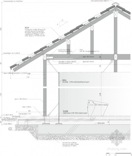 Tato設計的日本小豆島傳統屋檐下的公廁